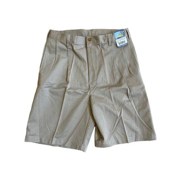 Clipper Adventure Bound Mens Double Pleat Shorts 100% Cotton Wrinkle Free Khaki - Picture 1 of 4
